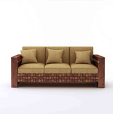 Olivia Solid Sheesham Wood 3 Seater Sofa (Natural Finish)